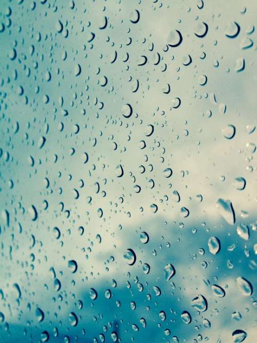 Drop Droplets Water Raining Blue