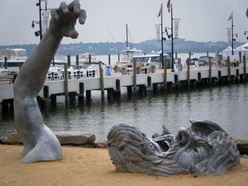 Drowning Man Sculpture Sand Water Arts