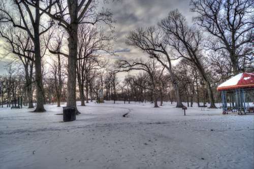 Druid Hill Park Baltimore Maryland Park Trees Snow