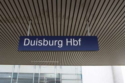 Duisburg Central Station Shield Blue Hbf