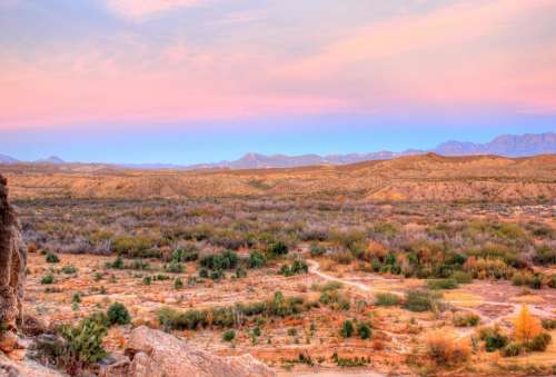 Dusk Desert Mountains Big Bend National Park Texas