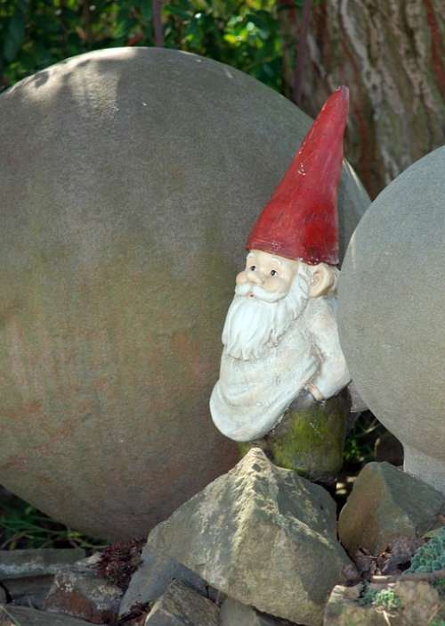 Dwarf Garden Gnome Imp Figure Stone Garden Fabric