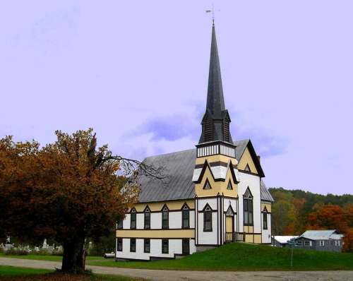 East Corinth Church Steeple Vermont Fall Spire