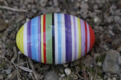 Easter Egg Ceramic Egg Colorful Striped Lost