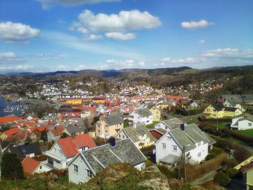 Egersund Norway Town City Urban House Homes Sky
