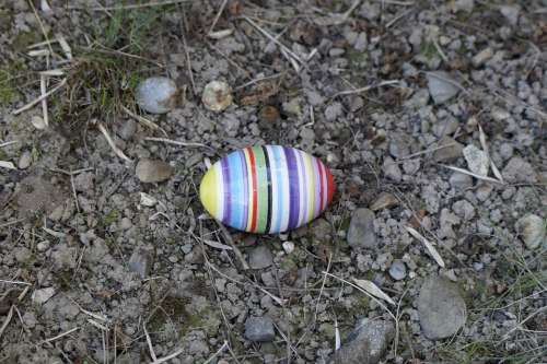 Egg Easter Egg Ceramic Colorful Striped Lost