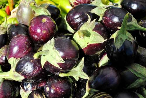 Eggplants Vegetables Farmers Market Purple Food