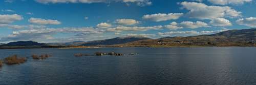 Embalse De Salas Spain Landscape Clouds Water Lake
