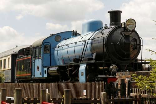 Engine Steam Rail Railways Vintage Old Blue