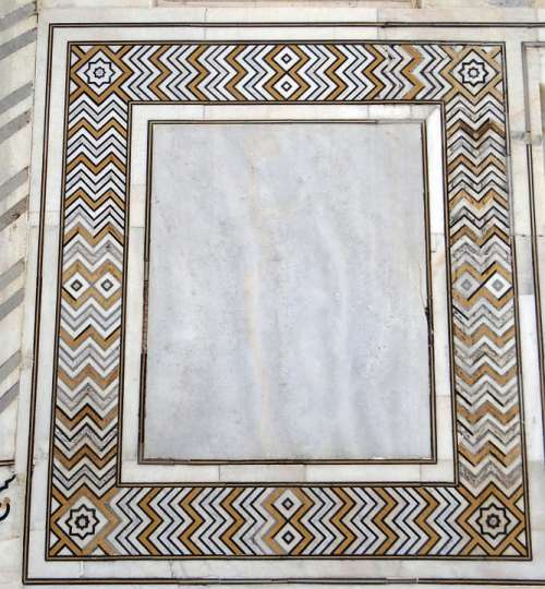 Engraving Design Symmetry Stone Inlay Taj Mahal