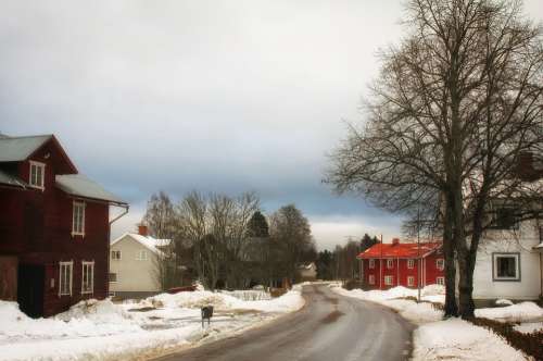 Enviken Sweden Village Town Houses Homes Winter