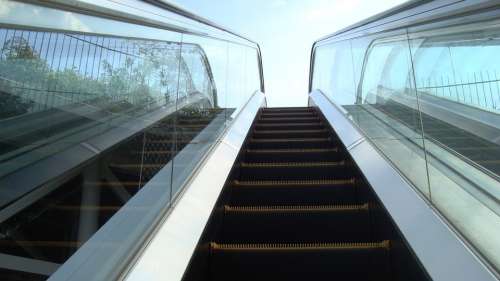 Escalator Metal Sky Glass Iron Moving Transport