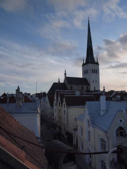Estonia Tallinn Europe Old Town Sunset Town Sky