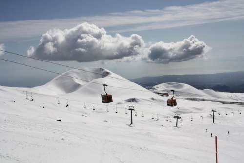 Etna Etna Volcano Sicily Italy Ski Snow Mountain