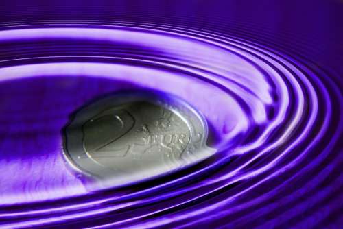 Euro Coin Wave Water Stone Structure Background
