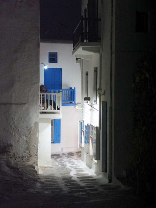 Evening Rest Silent Alley Greece Mykonos Balcony