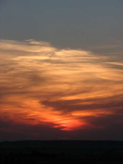 Evening Red Sunset Sky Clouds Dusk Sun Orange