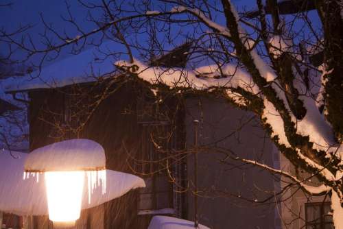 Evening Abendstimmung Lamp Street Lamp Winter Snow