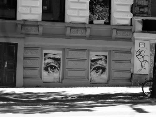 Eyes Black And White Graffiti Street Art Painted