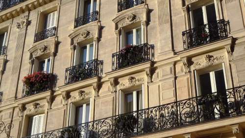 Facade Of Building Windows Paris France
