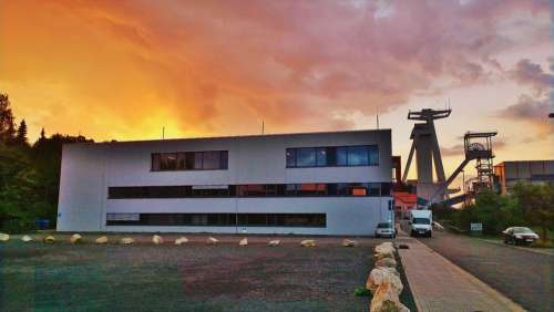 Factory Industry House Building Sunrise Germany
