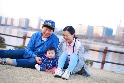 Family Korean Baby Smile Parents Child