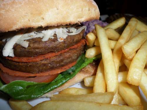 Fast Food Vegan Burger French Fries Junk Food