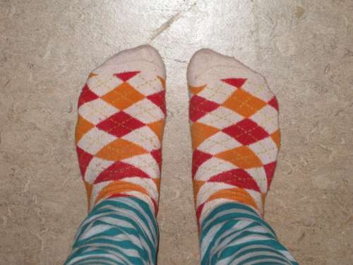 Feet Socks Checkered Striped Pants Colorful Color