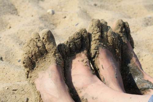 Feet Sandy Sand Beach Love Woman Man Barefoot