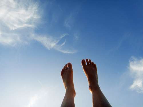 Feet Sky Clouds Blue Summer
