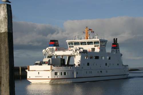 Ferry Ship Norderney Port Norddeich Sea