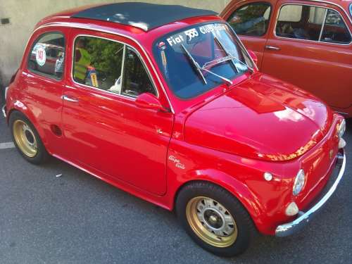Fiat 500 Auto Vintage Car Red