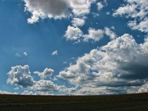 Field Sky Clouds Nature Summer Horizon Landscape