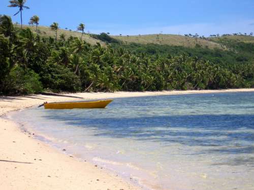 Fiji Boat Beach Palm Trees Vacations Dream Holiday