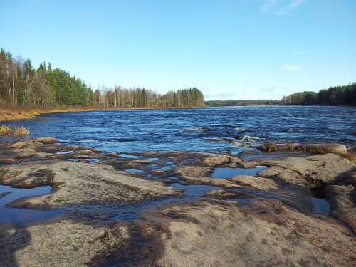 Finland Lapland River Water Forest