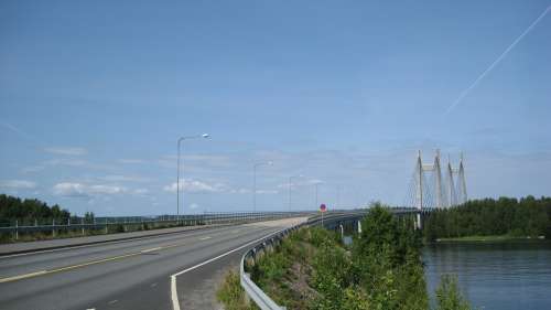 Finnish Landscape Bridge Sky Summer Water