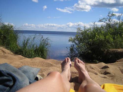 Finnish Man Summer Vacation Landscape Photo