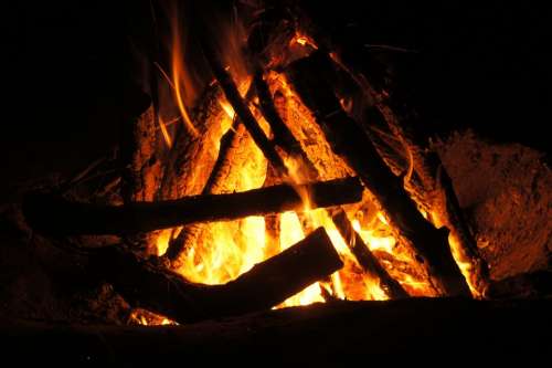 Fire Campfire Flame Heiss Burn Wood Blaze