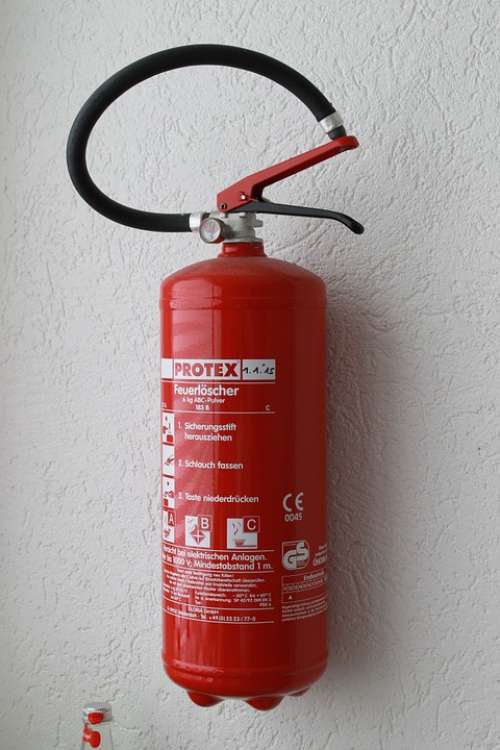Fire Extinguisher Wall Red Hose