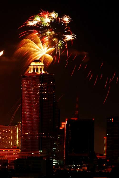 Firework Festival Bangkok Thailand Celebration