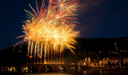 Fireworks Heidelberg Castle Lighting Night