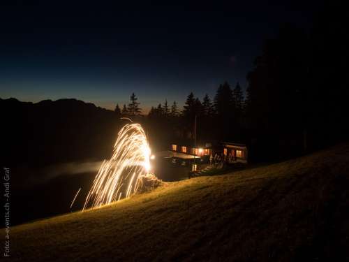 Fireworks Hut Switzerland National Day Alp Night