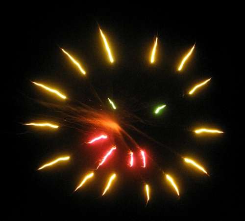Fireworks Smiley Face Lights Red Orange Gold