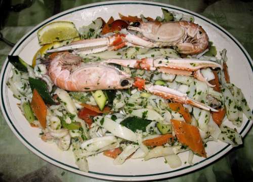 Fish Salad Shell Fish Peppers Shrimp Calamari