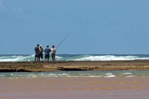 Fisher Sea Angling Fishermen Men Sand Spit Rod
