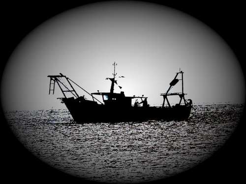 Fishing Fishing Boat Shadow Silhouette Backlight