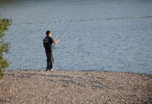 Fishing Pole Water Lake Atascadero Landscape