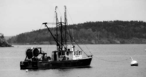 Fishing Trawler Boat Pacific Black And White Ocean