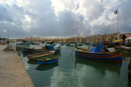 Fishing Boats Picturesque Port Marsaxlokk Malta