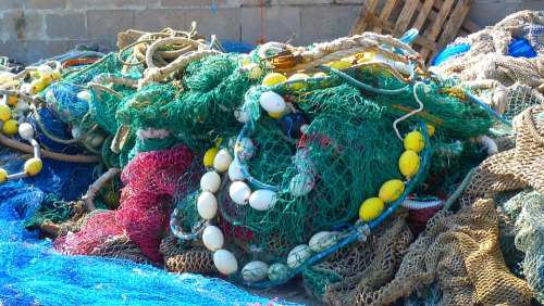 Fishnet Port Colorful Picturesque Ropes Woven